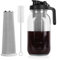 LASIEYO Cold Brew Coffee Maker Jar, 2L Cold Brew Coffee Maker with Stainless Steel Filter for Iced Brew Coffee Ice Tea, Homemade Fruit Drinks Container, Cold Brew Mason Jar Iced Coffee Maker