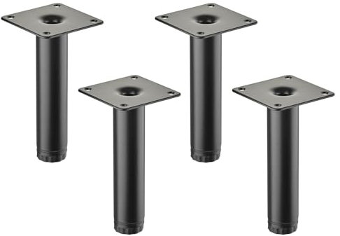 4 pièces SOTECH Pieds de meuble LIMA Hauteur 120 mm, Ø 25 mm Réglable en hauteur 10 mm noir mat Pieds de vitrine Pieds de socle Pieds d'armoire