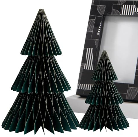 Set di 2 alberi di Natale in carta – set di carta pieghevole per alberi di Natale, albero di Natale, albero di Natale riutilizzabile