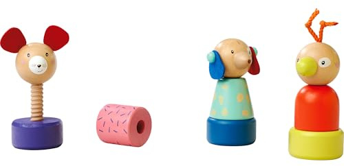 Eichhorn – Schraubfiguren Friends mit 3 süßen Tiermotiven, Förderung der Feinmotorik durch Zusammen und Auseinanderschrauben, pro Figur 13 cm hoch, aus 100% FSC zertifiziertem Birkenholz, ab 2 Jahren