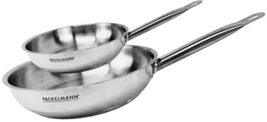 Fackelmann Set 2 poêles inox 20 et 28 cm induction sans PFAS | Cuisine maîtrisée, Set 2 poêles 20 et 28 cm, Inox 18/8, Chauffe homogène, Tous feux induction, Four et lave vaisselle
