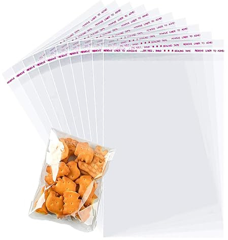 100 Stück Cellophantüten, Wiederverschließbare Zellophantüten, 7x13cm Verpackungstüten Selbstklebende Kleine Tüten Für Süßigkeiten, OPP Tütchen Mini Tüten Mit Verschluss Für Keksen Geschenke