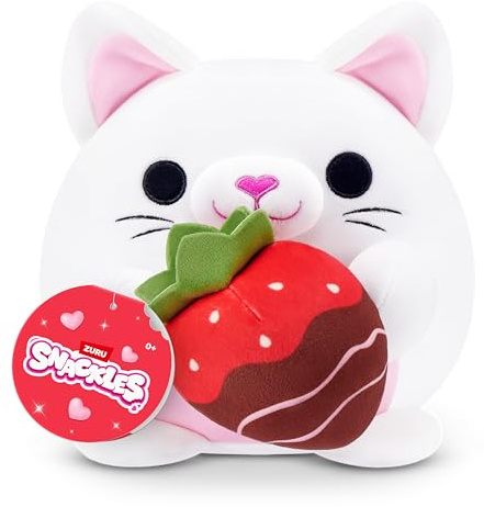 Snackles Love Edition Kätzchen Plüschtier 20cm von ZURU – Ultraweich Kuscheltier mit Erdbeer-Schokolade Zubehör, Sammlerstück für Kinder Tweens Teens, Geschenkidee