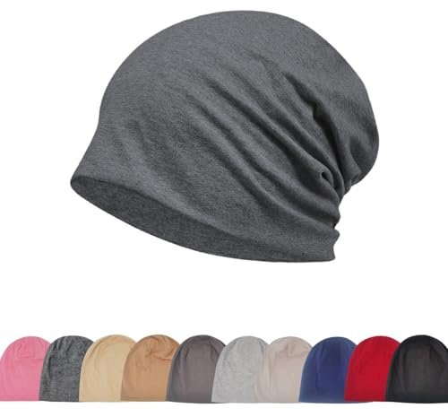 Djfkey Slouch Beanie Dünne leichte Baumwollmütze für Damen und Herren | Weiche ganzjährig nutzbare Kopfbedeckung für Alltag, Wanderungen, unter dem Helm und zum Schlafen