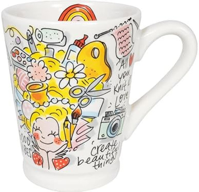 Blond Amsterdam XL-Becher Miss Creativity, 500ml | Keramik, Mazagranform, Geschenkidee für Kreative, Mikrowellengeeignet, Handwäsche empfohlen