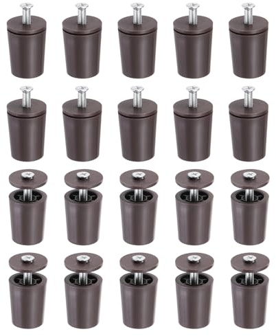 QUARKZMAN 20 Stück Anschlagpuffer Stopper Kunststoff Anschlagstopfen Braun | Für Rollladen 28mm Rolladenstopper, Mit Unterlegscheiben & Schrauben, Für Rollo Jalousien Rolladenpanzer Lamellen