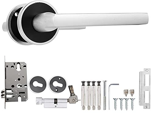 Maniglia per porta in alluminio anodizzato 64cm con serratura e chiavi - Design ergonomico antirumore, resistente alla corrosione per porte interne ed esterne