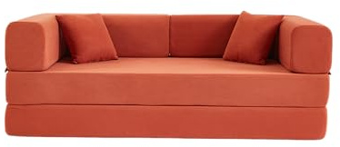fullarrive Schlafsofa Boden Couch 3-Sitzer Cord Samtstoff Klappbett Gästebett 200x100x70cm Wohnzimmer Lounge