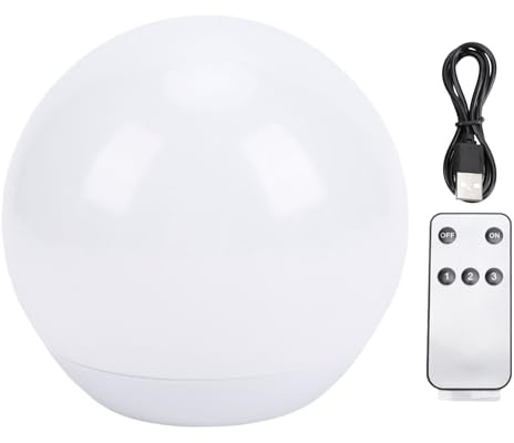Alomejor Lampe Boule LED sans Fil, Globe Lumineux Rechargeable avec Télécommande, éclairage d'ambiance Portable pour la Décoration de la Maison, du Jardin et de la Fête