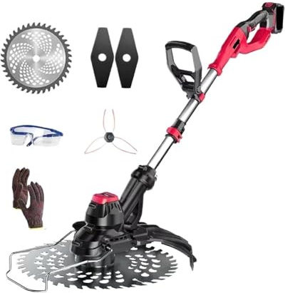 Cordless Electric Lawn Mower Battery Powered Weed Eater Brushless Motor 18V Hedge Trimmer Safe Efficient(With 2 Battery Set)