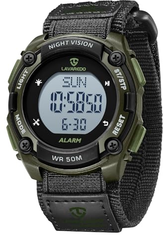 Timever Herren Armbanduhr mit Nylon Klettarmband,Digitaluhr mit 5 ATM Wasserdicht,Sportuhr mit Alarm,Stoppuhr,Datum,Licht