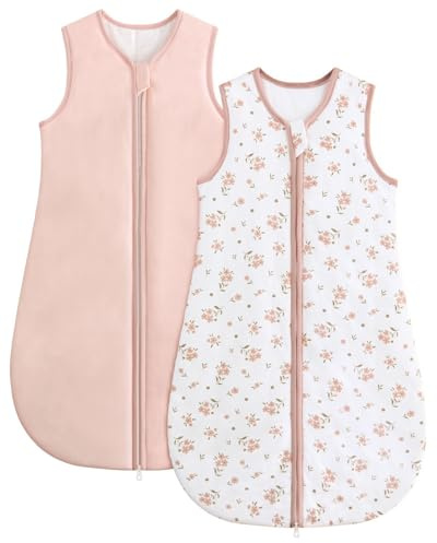WYTbaby Baby Sleeping Bag, 1.5 Tog Sleep Sack Pink Flowers 6-12 Months