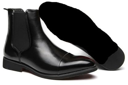 XUCZHAI Botas Chelsea de marca lujo for hombre, botas cuero con punta puntiaguda, vestir negocios for, botines casuales