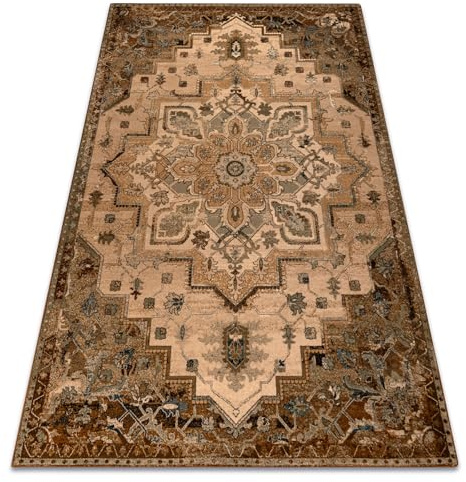 rugsx Wollteppich für Wohnzimmer, Schlafzimmer, traditionell Omega Abbas Vintage, Rosette Kamel Beige/Braun 200x300 cm