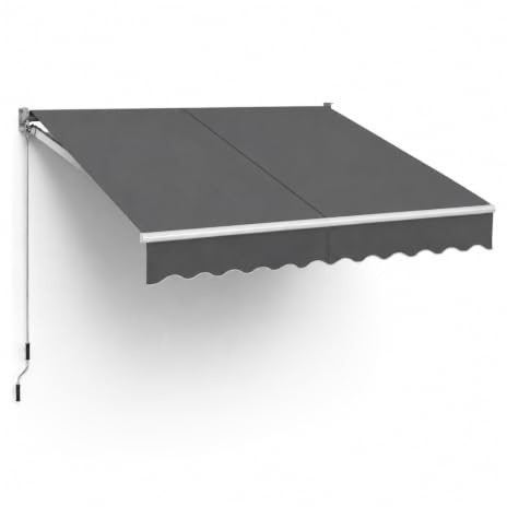 Tenda Da Sole Con Apertura A Manovella E Inclinazione Regolabile Struttura In Alluminio Resistente Per Balcone Terrazza Veranda Giardino Design Moderno 295 x 250 Cm Grigio Scuro