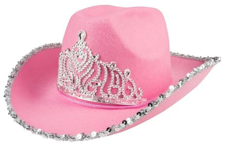 Boland 04392 - Cowboy-Hut Glimmer, Rosa-Silber, mit Verzierung, Kopfbedeckung, Accessoire, Karneval, Mottoparty, Kostüm