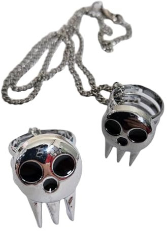 Pidak Halskette mit verstellbarem Ring im Totenkopf-Design, 50, Zink, Kein Edelstein