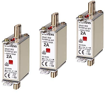 SIEMENS - x3 Stück NH-Sicherungseinsatz, NH000 63A Kombikennmelder