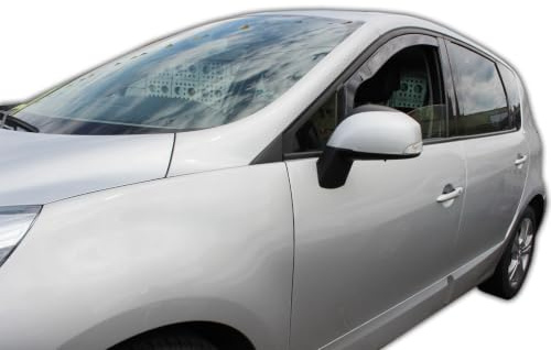 J&J AUTOMOTIVE HEKO Déflecteurs pour Renault Scenic 3 2009-2016, 2 pièces | 2 déflecteurs HEKO pour Renault Scenic 3, PMMA 3 mm, gris fumé, canal de vitre.