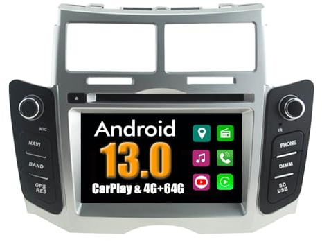 RoverOne Sistema Android Lettore DVD per Auto per Toyota Yaris 2005-2011 con Multimedia Radio Stereo Navigazione GPS Bluetooth USB Mirror Link