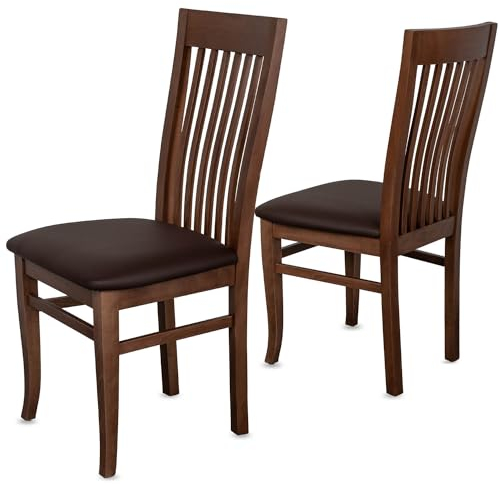 Staboos CH05 Esszimmerstuhle 4er Set Holz Stuhl bis 150 kg - Fertig montiert - Küchenstuhl gepolstert - massiv Holz Buche (Nussbaum - Braun)