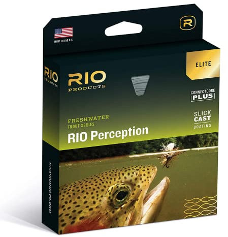 RIO PRODUCTS Elite Perception WF3F Slick Cast Fliegenschnur, einfaches Auswerfen der Allround-Forellenschnur, geringe Dehnung und ultra-glatte Leistung, Grün/Tarnmuster/Grau, 24,4 m, 24,4 m