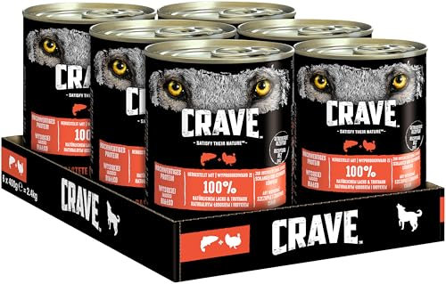 Crave Adult Hundenassfutter Pastete mit Lachs & Truthahn, 6 Dosen, 6x400g – Premium Hundefutter nass mit hohem Proteingehalt und ohne Getreide, hergestellt mit 100 Prozent natürlichem Lachs & Truthahn