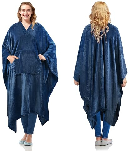 Catalonia Classy Couverture Poncho Couverture portable en peluche confortable pour adultes, femmes, hommes, enfants, couverture pour la maison ou l'extérieur, 200 x 140 cm