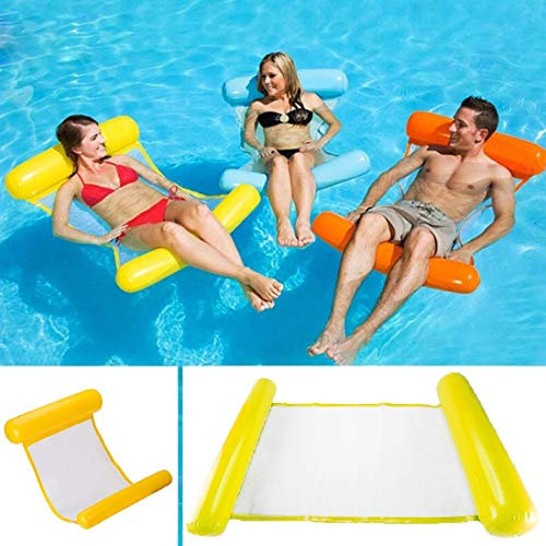 Sinwind Mehrzweck-Hängematte, aufblasbarer Schwimmer, Pool, 4-in-1-Schwimmer, neigbar, Schwimmer, Hängematte, multifunktional, faltbar, schwimmend, tragbar, Schwimmer, Ultraleicht (gelb)