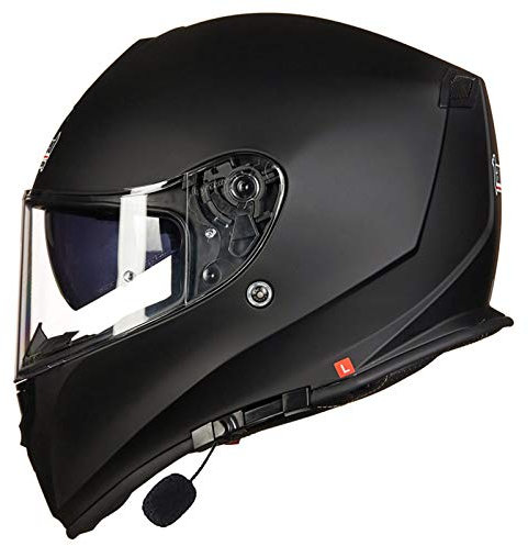 Bluetooth Casco Jet Moto,ECE Omologato,Unisex Casco Moto con Anti-Fog Doppia Visiera,Adulto Casco Cross off-Road con Microfono Incorporato per Risposta Automatica F,XL