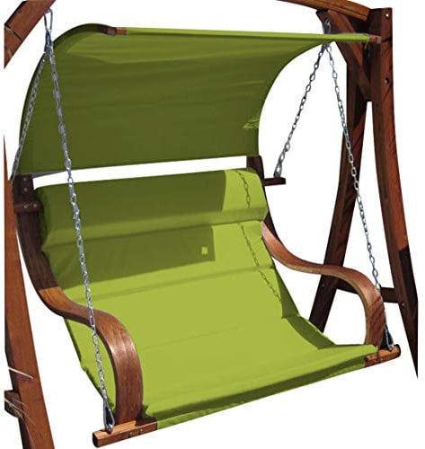 ASS Sitzbank Hängebank für Hollywoodschaukel SEAT MERU GRÜN aus Holz Lärche inkl. Dach (ohne Gestell!!)