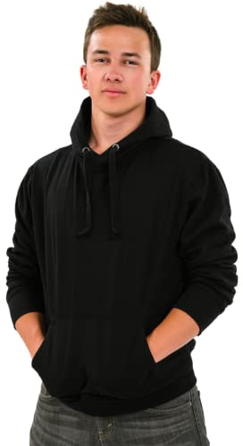 Gift Hub - Unisex Fashion Hoodie - Hooded Pullover with Drawcords & Front Pockets, Fleece Hoodie Sweatshirt for Men and Women - Black - Medium