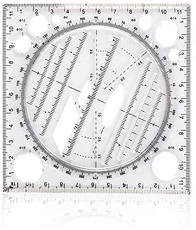 TEEGXDDY Lineal Schreibwaren spezielle Zeichnung Lineal Mehrzweckzeichnung Runde Flat Parallel Linie Transparente Kunststofflineal Student Schulbüro mit 12 cm / 4,72 Zoll (schwarz)