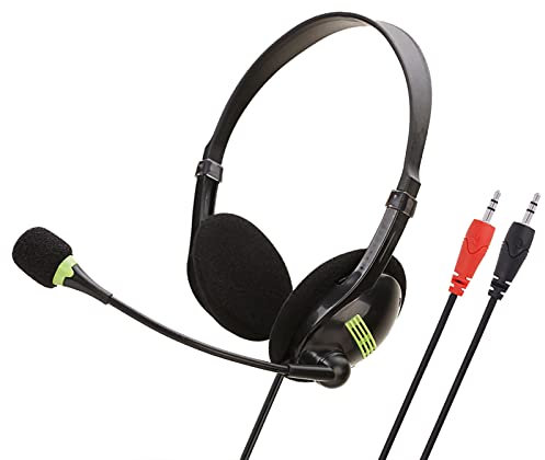 Cuffie telefoniche con microfono a cancellazione del rumore, cuffie per telefono fisso, microfono USB da 3,5 mm, cavo lungo per centro chiamate per camion, conducente, ufficio (connettore doppio nero