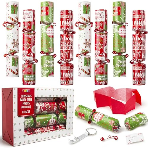 JOYIN 8 Stück Knallbonbons für Weihnachtenmit nicht aufklappbaren Schriftstücken, Tischgeschenke für die Party mit Partyzubehör für Kinder und Erwachsene