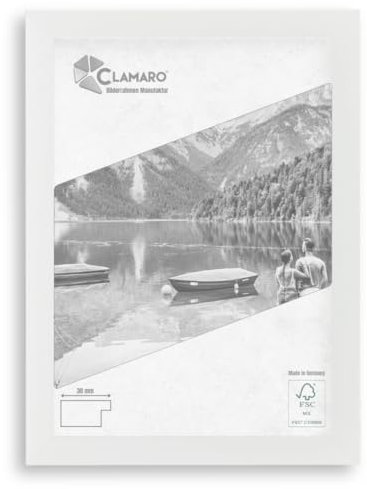 Clamaro 'COLLAGE' cadre photo 60x85 fabriqué à la main sur mesure | Blanc Mat | Cadre moderne en MDF, avec verre acrylique, fond et suspension