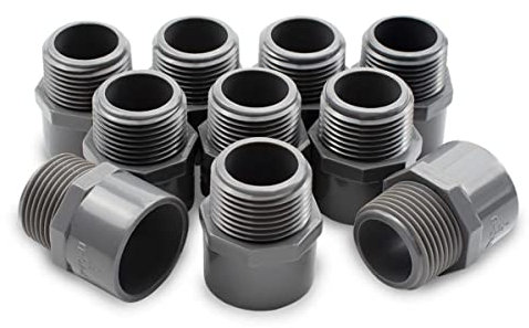 Bwintech 10 pcs Noir 3/4 Filetage BSP mâle à 25mm Connecteur de mamelon hexagonal en PVC, adapté pour l'irrigation des terres agricoles, connexion de tuyau d'eau