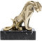Kare Design Deko Figur Lion on Marble, Gold, Deko Objekt, Löwen Motiv, Aluminium, Glas Sockel, handgearbeitet, Unikat, 34x31x20 cm (H/B/T)