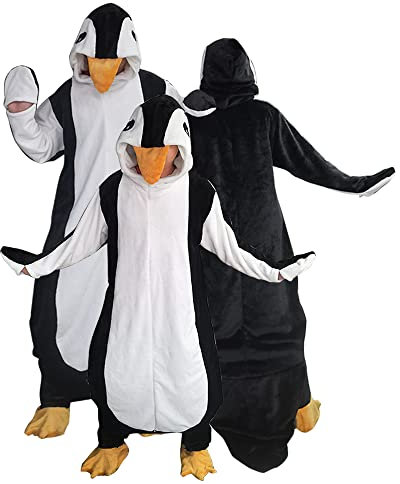 Tragbarer Pinguin-Decke, Hoodie für Damen und Herren, Erwachsene, Schlafsack, super weich, warm, gemütlich, Flanell-Fleecedecke,1.8 m, Cosplay-Pinguin)