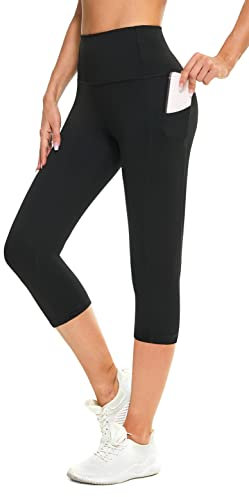 Flatik Sport Leggings Damen 3/4 Damen Sporthose,Damen Blickdicht Laufhose,yogahose Sporthose Leggings Fitnesshose Laufende Leggings L