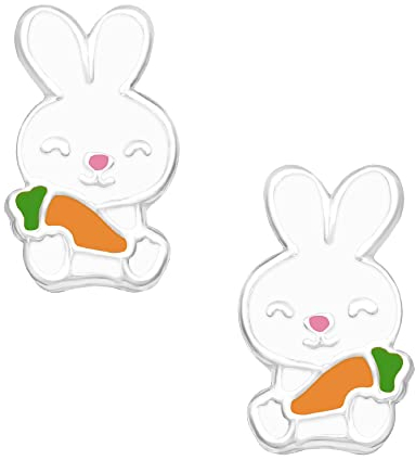 FIVE-D Kinder Ohrringe Ohrstecker Hase 925 Sterling Silber Ostern (Karotte)