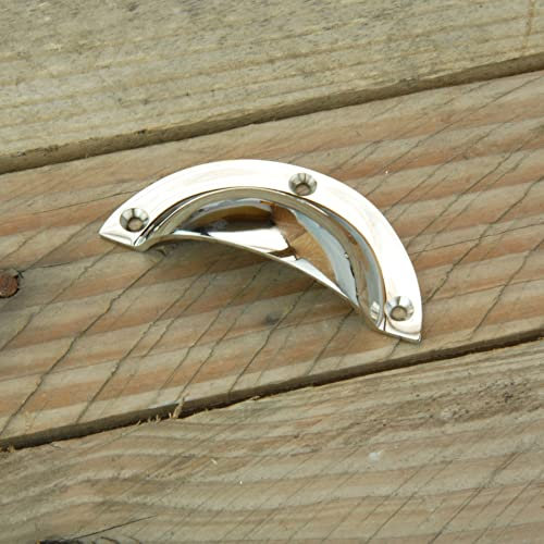 UNDERGROUND PARTS Polished Nickel Solid Brass Cabinet Kitchen Drawer Door Bow Handles Pulls & Knobs (Cup Handle Round 90mm)