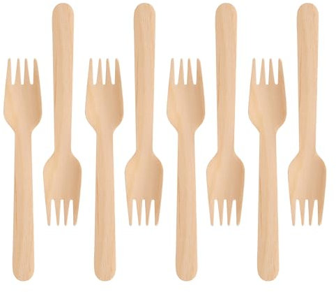 GoCoPack Cubiertos de madera: paquete de 300 tenedores desechables de madera de 16 cm, ecológicos, 100% compostables y biodegradables