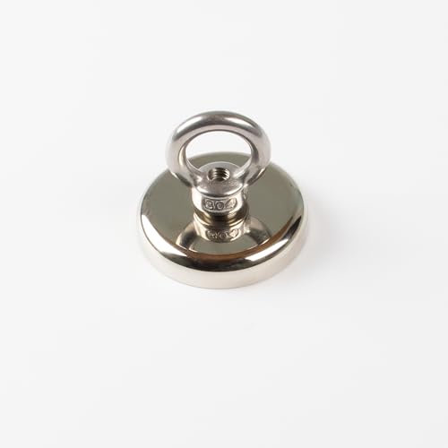 Magna-C® Neodym-Topfmagnet | Neodym Magnet mit Öse Ø45x8,7mm | Magnetsystem für Werkstatt, Industrie und Magnetangeln extrem starke Haftkraft (70KG)