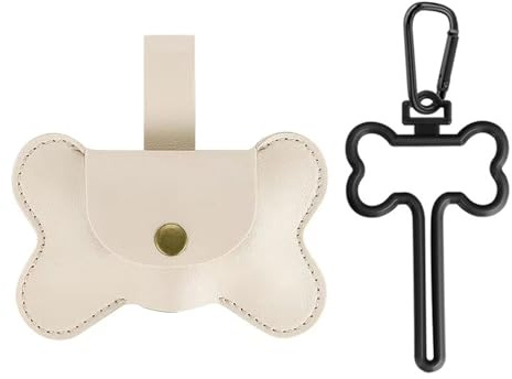 Hundetaschen Halter, wasserdichtes Leder Hundebeutel Spender mit Hakenclip an Hundeleine für Spaziergänge im Freien Reisen (einschließlich keine Bais-Müllsäcke)