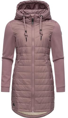 Ragwear Damen Übergangsmantel Lange leichte Steppjacke mit Kapuze und weichen Ärmeln Lucinda Long XS-6XL