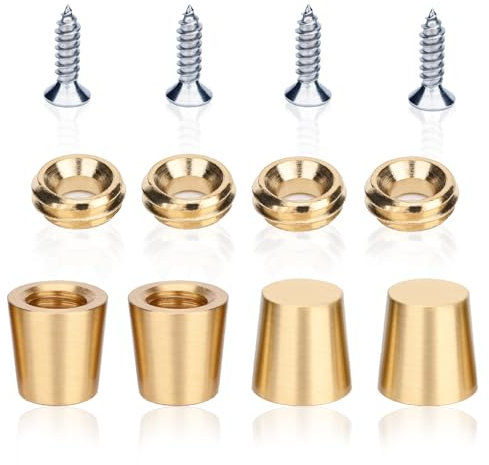 4 PCS Brass Cutting Board Feet with Silicone Anti-Slip Pads, Stainless Steel Screws and Brass Self-Tapping Screws for Cutting Boards, Cabinets, Sofas and Chairs and Other Furniture （Cone-Shaped）