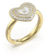 Guess Mini-Ring für Damen, Perlmutt und Kristalle, Herzform, 54 mm, Gold, Edelstahl, Zirkonia