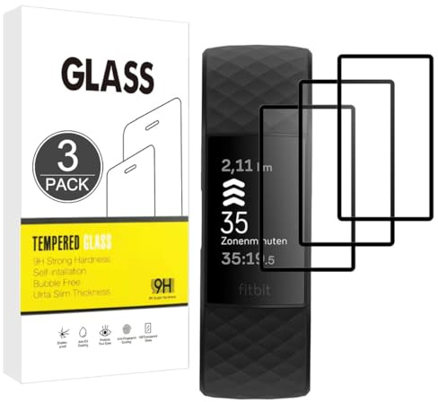 E-Hamii Displayschutzfolie kompatibel mit Fitbit Charge 4,[3 Stück][3D Curved Full Cover][Kratzfest, High Definition] Schutzfolie für Fitbit Charge 4