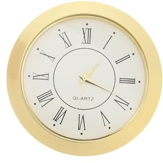 PATIKIL 2-1/8 (55mm) Quarzuhr Einsatz Miniatur Runde Quarz Uhrwerk Mini Römische Ziffern Uhr Passt 45mm/1.77 Durchmesser Loch für Hause Gold Ton